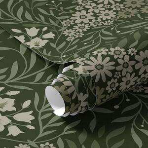 Tapet Simetrie florală cu flori pe un fundal întunecat, Tapet flori, a00153 : Uwalls.ro