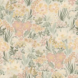 Tapet Imprimeu floral în paleta pastel, Tapet acuarelă, a00154v1 : Uwalls.ro