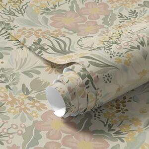 Tapet Imprimeu floral în paleta pastel, Tapet acuarelă, a00154v1 : Uwalls.ro