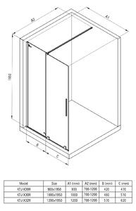 Deante Prizma perete cabină de duș walk-in 90 cm negru mat/sticla transparentă KTJ_N39R