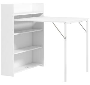HOMCOM Masă de dining pliabilă 78,5x91 cm, cu 4 rafturi, pentru 3 persoane, masă de bucătărie rabatabilă, alb | Aosom Romania