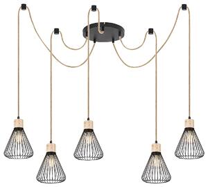 Rabalux Farfalle lampă suspendată 5x40 W negru-lemn 3150