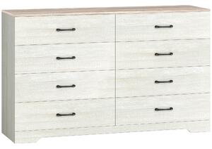 HOMCOM Comodă cu 8 Sertare pentru Dormitor, Modernă, cu Mânere, Spațioasă pentru Sufragerie, Cameră și Hol, 140x40x86 cm, Nuc și Gri Deschis | Aosom Romania