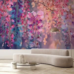 Tapet Liliac colorat în stil acuarelă, Fototapet Flori, w09103 : Uwalls.ro