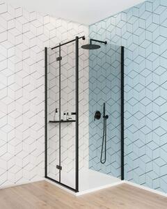 Deante Kerria Plus perete cabină de duș walk-in 80 cm negru mat/sticla transparentă KTS_N38P