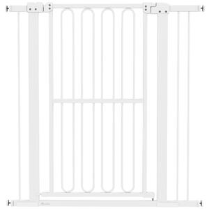 PawHut Poartă de Siguranță Extensibilă pentru Câini 76-104 x 104 cm, Deschidere cu o Singură Mână, Alb | Aosom Romania