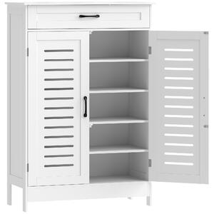 HOMCOM Pantofar pentru Hol cu 2 Uși cu Lamele, 5 Niveluri, Rafturi Reglabile, pentru 20 Perechi de Pantofi, 78x37x115,8 cm, Alb | Aosom Romania