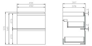 Cersanit Moduo dulap 49.4x39.7x57 cm dulap atârnat sub chiuvetă gri S929-011