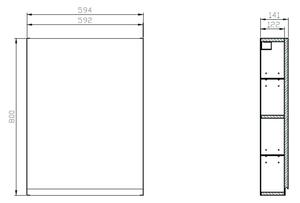 Cersanit Moduo dulap 59.4x14.1x80 cm agățat lateral gri S929-015