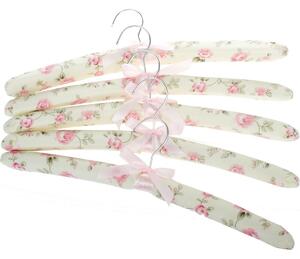 Set de 5 umerașe textile Flori, roz