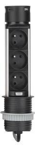 Stâlp cu prize pentru blat 3x230V + 2xUSB negru Solight PP125USBC-B