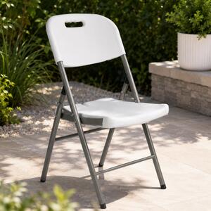 Scaun pliabil alb, pentru gradina, camping, catering si pescuit, JollyMag, KR49, 87x43x40 cm