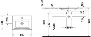 Duravit 2nd floor lavoar 60x43 cm dreptunghiular încastrat alb 0347600000