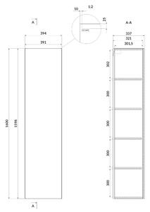 Cersanit Larga dulap 39.4x33.7x160 cm agățat lateral alb S932-019