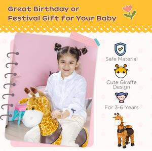 HOMCOM Balansoar pentru copii, design girafa cu roti pentru 3-6 ani | AOSOM RO
