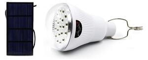 Bec LED KlaussTech Incarcare Solara, Functionare 7 h, Putere 12W, Exterior, Panou Solar 6V, Buton ON/OFF, Incarcare 6 - 10 h, Culoare Alb