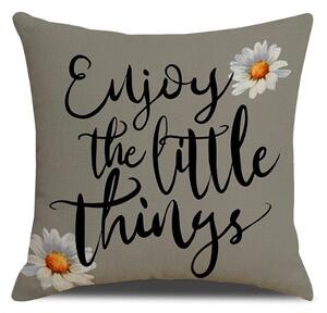 Husa pentru perna ENJOY THE LITTLE THINGS 45x45 cm, gri