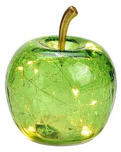 Decoratiune mar luminos din sticla verde Apple 12 cm