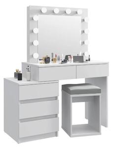 Măsuță de toaletă cu oglindă LED Vanessa White