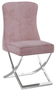 Scaun sufragerie, roz, 53x52x98 cm, catifea & oțel inoxidabil