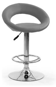 Scaun bar H15, gri/crom, piele ecologica/otel, 54x46x80/102 cm