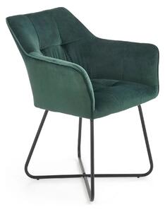 Scaun tapitat K377, verde inchis/negru, stofa catifelata/metal, 60x62x