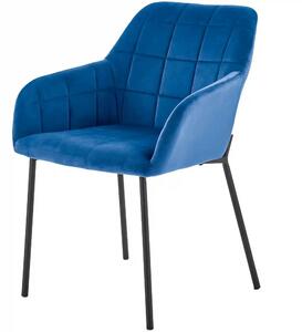 Scaun K305, albastru/negru, stofa catifelata/metal, 58X57X80 cm