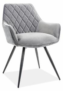 Scaun LINEA, gri/negru, stofa catifelata/metal, 43x43x82 cm
