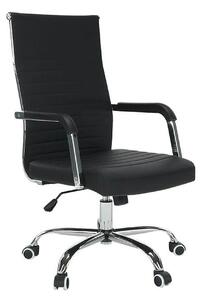 Scaun de birou FARAN, negru/crom, piele ecologica/metal, 54x63x102/110