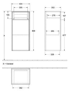 Villeroy & Boch Finero dulap 40x35x87 cm agățat lateral stejar C53101RH