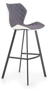 Scaun bar H83, gri/negru, stofa/piele ecologica/metal, 50x48x101 cm