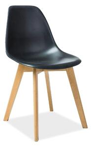 Scaun Moris, negru/stejar, plastic/lemn de fag, 46X38X85 cm