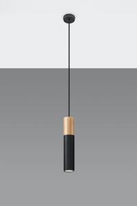 Sollux Lighting Pablo lampă suspendată 1x40 W negru-lemn SL.0632