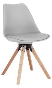 Scaun ETOSA, gri deschis/fag, piele ecologica/plastic/lemn, 48x58x83 c