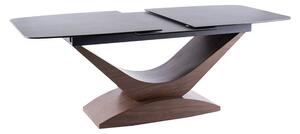 Masa sticla securizata DOLCE, gri mat/nuc, 180-240x95x76 cm