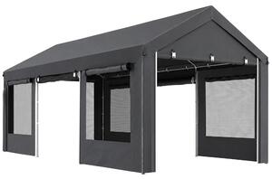 Outsunny Pavilion de Grădină cu Înălțime Reglabilă, 4 Uși și 4 Ferestre, 6x3 m, Gri Închis | Aosom Romania