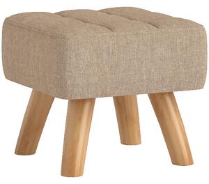 HOMCOM Puf pentru picioare din material cu aspect de in, 27x27x26 cm, cu picioare din lemn de arbore de cauciuc, suportă până la 110 kg, maro | Aosom Romania