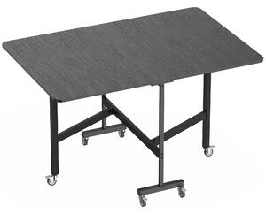 HOMCOM Masă de Dining Pliabilă, Masă de Bucătărie Rabatabilă cu Roți cu Frână pentru 4-6 Persoane, Birou Compact cu Cadru din Oțel, pentru Living, 120x80x73 cm, Negru cu Efect de Lemn | Aosom Romania