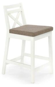 Scaun bar BORYS LOW, bej - Inari 23/alb, stofa/lemn, 41x48x83 cm