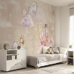 Tapet Zâne zână și unicorn, Fototapet Pentru Copii, w04051 : Uwalls.ro