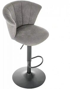 Scaun bar H104, gri/negru, stofa/otel, 55x53x90/112 cm