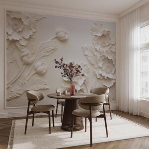 Tapet Bas-relief stil flori în culori pastelate, Fototapet 3D, Fototapet 3D Flori, w04060 : Uwalls.ro