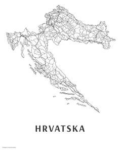 Harta Hrvatska black & white