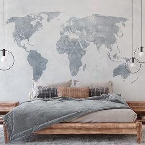 Tapet Harta lumii cu model, nuanțe de albastru, Fototapet Harta lumii, w03954v2 : Uwalls.ro