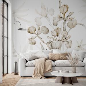 Tapet Iris, nuanțe de bej, Fototapet Flori, w03955v2 : Uwalls.ro