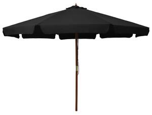 Umbrelă de soare de exterior, stâlp din lemn, negru, 330 cm