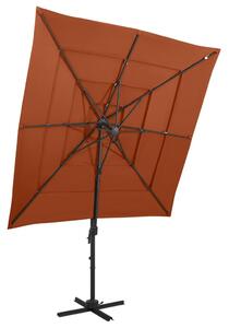 Umbrelă de soare 4 niveluri stâlp aluminiu cărămiziu 250x250 cm