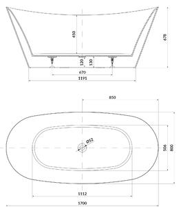 Cersanit Inverto cadă freestanding 170x80 cm ovală alb S301-339