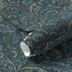 Tapet Model floral verde închis cu anghinare, Tapet flori, a00186 : Uwalls.ro