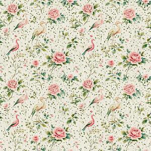 Tapet Trandafiri roz pastel și păsări în stil shabby chic, Tapet stil englezesc, a00201 : Uwalls.ro